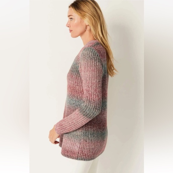 J. Jill Ombre Stripe Crewneck Tunic Sweater Wool Blend Medium - Picture 3 of 6